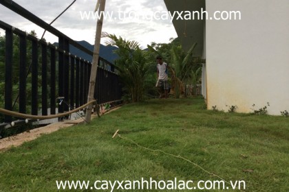 Sau khi thi công mặt trước khách sạn SunSet - Mai Châu